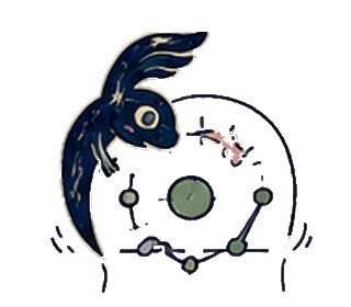 A hand-drawn Chamelia creature inspecting its own cognition
