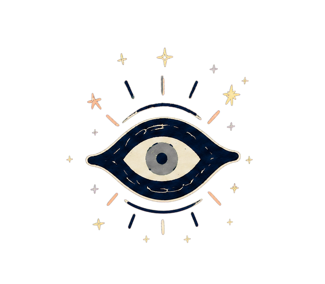 A complete hand-drawn eye representing perception